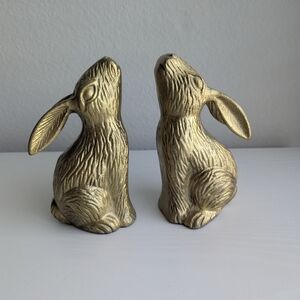 Gold Metal Bunny Rabbit Bookends Figurines Home Decor